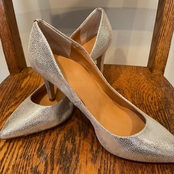 J Crew Silver Metallic Dressy Pumps-Size 9 - Picture 1 of 5